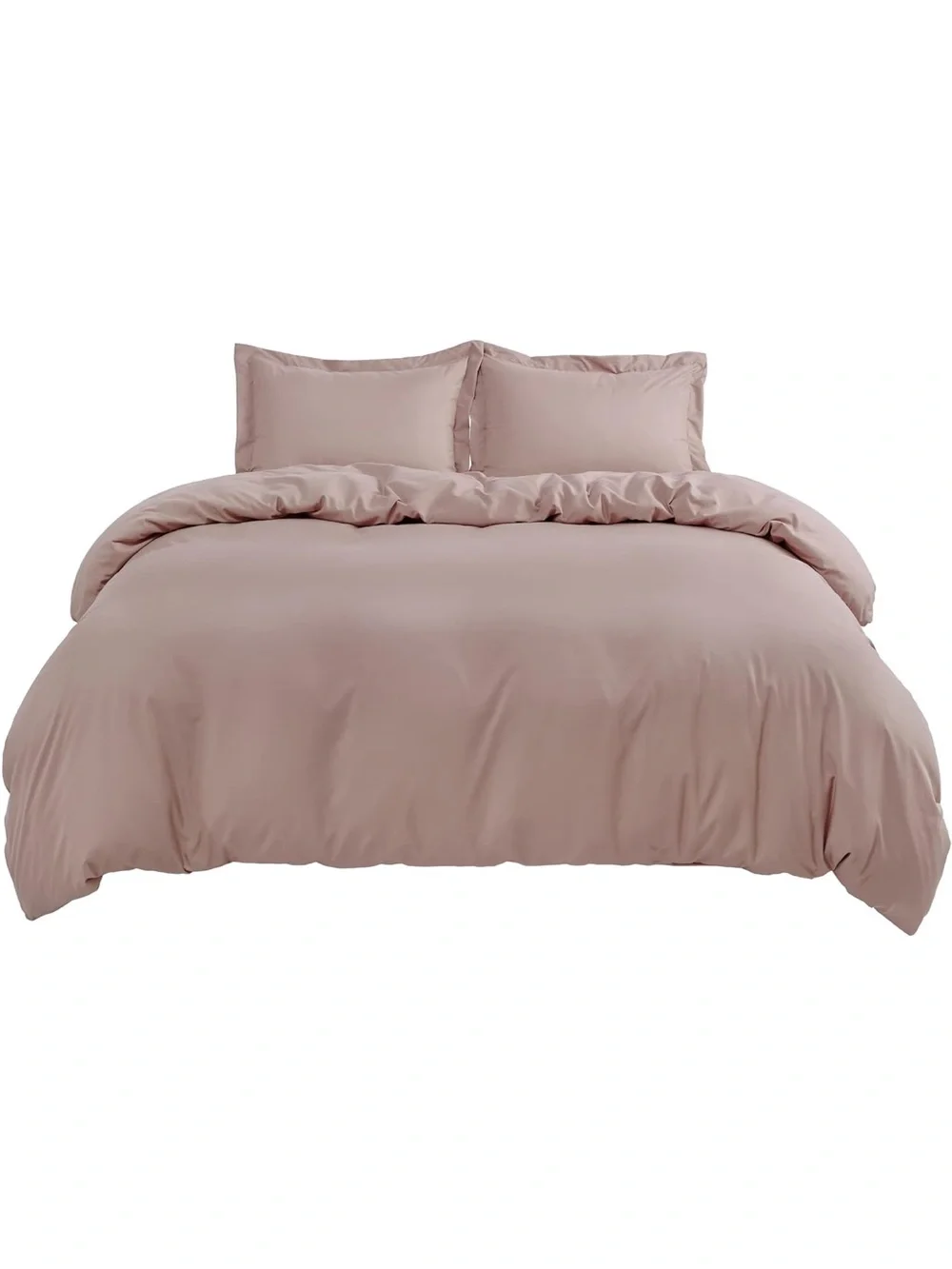 NEW Bedsure Duvet Cover Queen Size, 3Pcs Double Brushed Bedding Set, Dusty Rose